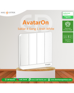 Saklar 4 Gang 1 Arah AvatarOn, White , Schneider- E8334L1LED_WE_G3