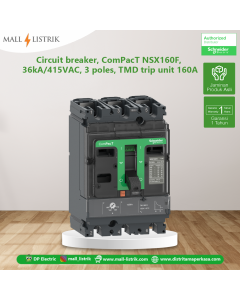 Circuit breaker, ComPacT NSX160F,  36kA/415VAC, 3 poles, TMD trip unit 160A