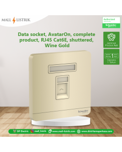Data socket, AvatarOn, complete  product, RJ45 Cat6E, shuttered,  Wine Gold