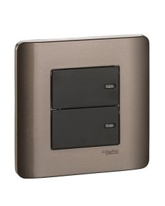 ZENcelo -16AX 2 Gang 1 Way Full-Flat Switch with Ondicator - Silver Bronze
