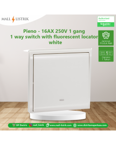 Pieno - 16AX 250V 1 gang 1 way switch with fluorescent locator, white