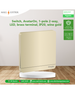 Switch, AvatarOn, 1-pole 2-way, LED, brass terminal, IP20, wine gold