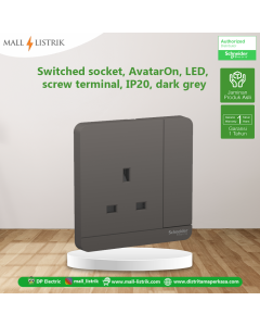 Switched socket, AvatarOn, LED, screw terminal, IP20, dark grey